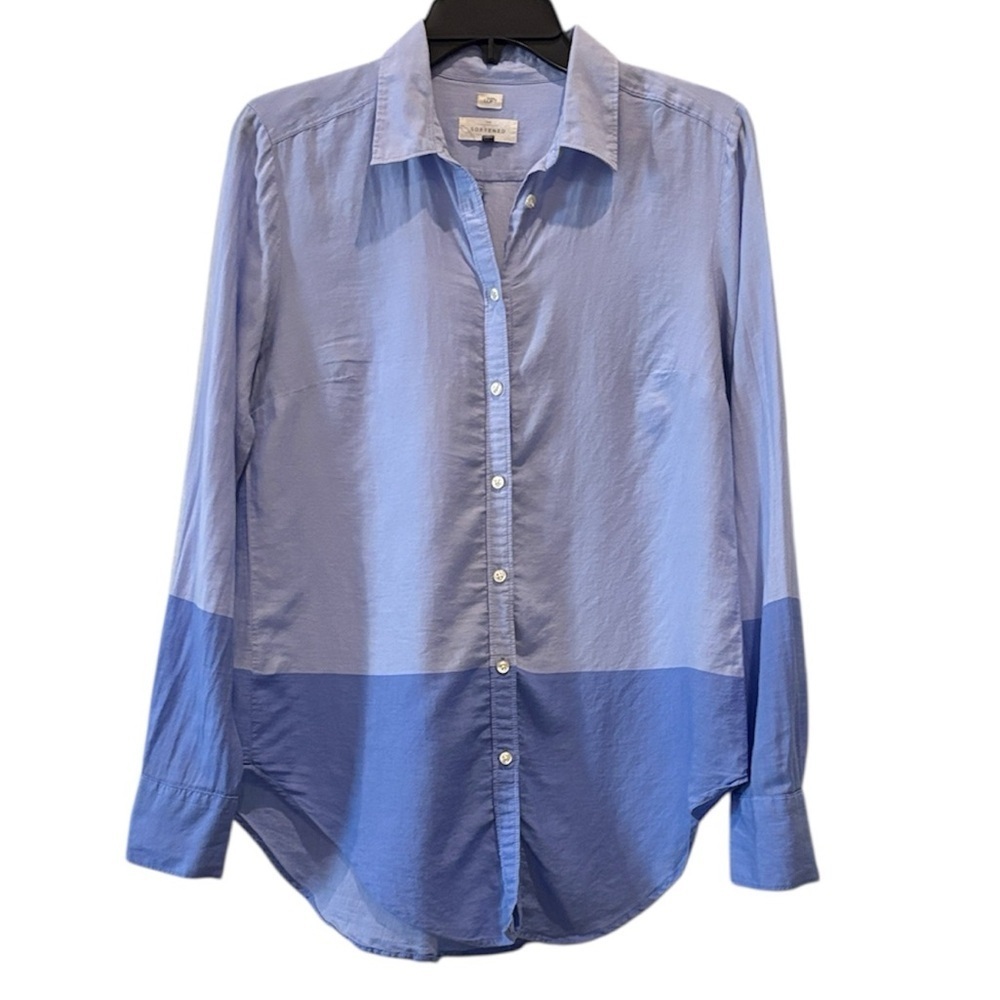 Loft The Softened Blue Colorblock Button Down Shirt Small